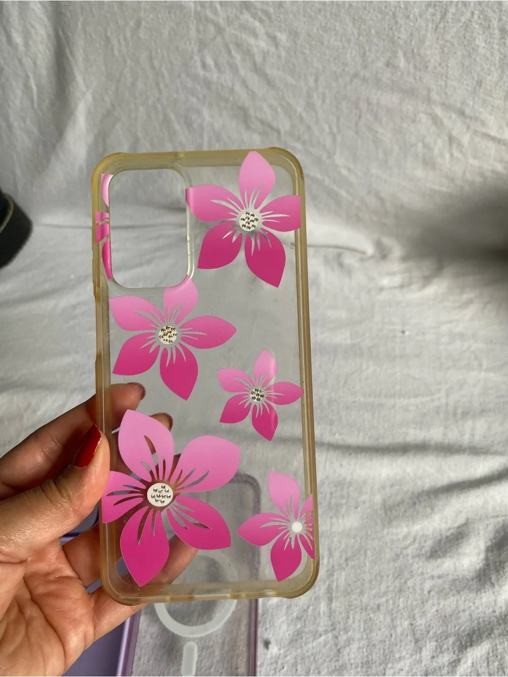 3-Pack Magnetic Wireless Charging Fitted Phone Cases Floral Clear Purple Pink